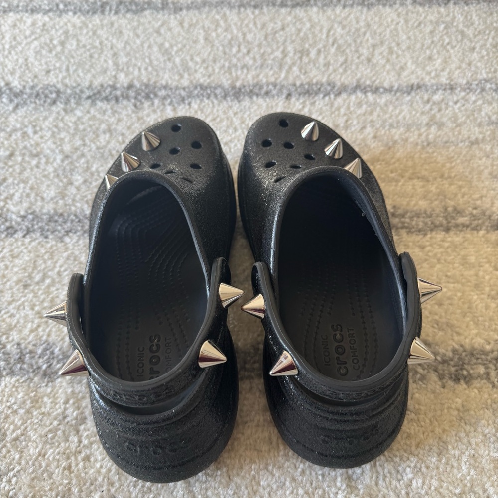 CROCS Black Slippers with Silver Studs - Picture 2 of 11
